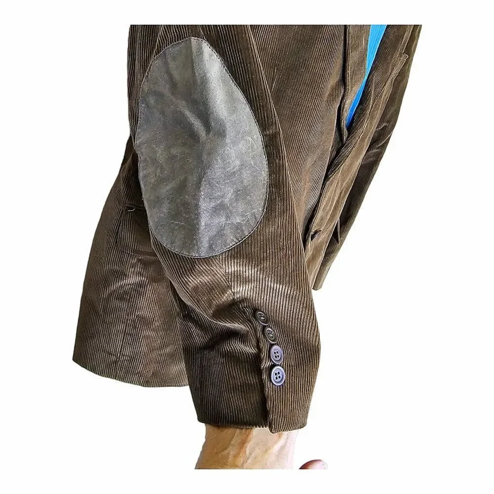 Stafford Essentials Corduroy Classic Fit Blazer Sueded Elbow Patches Size 44S